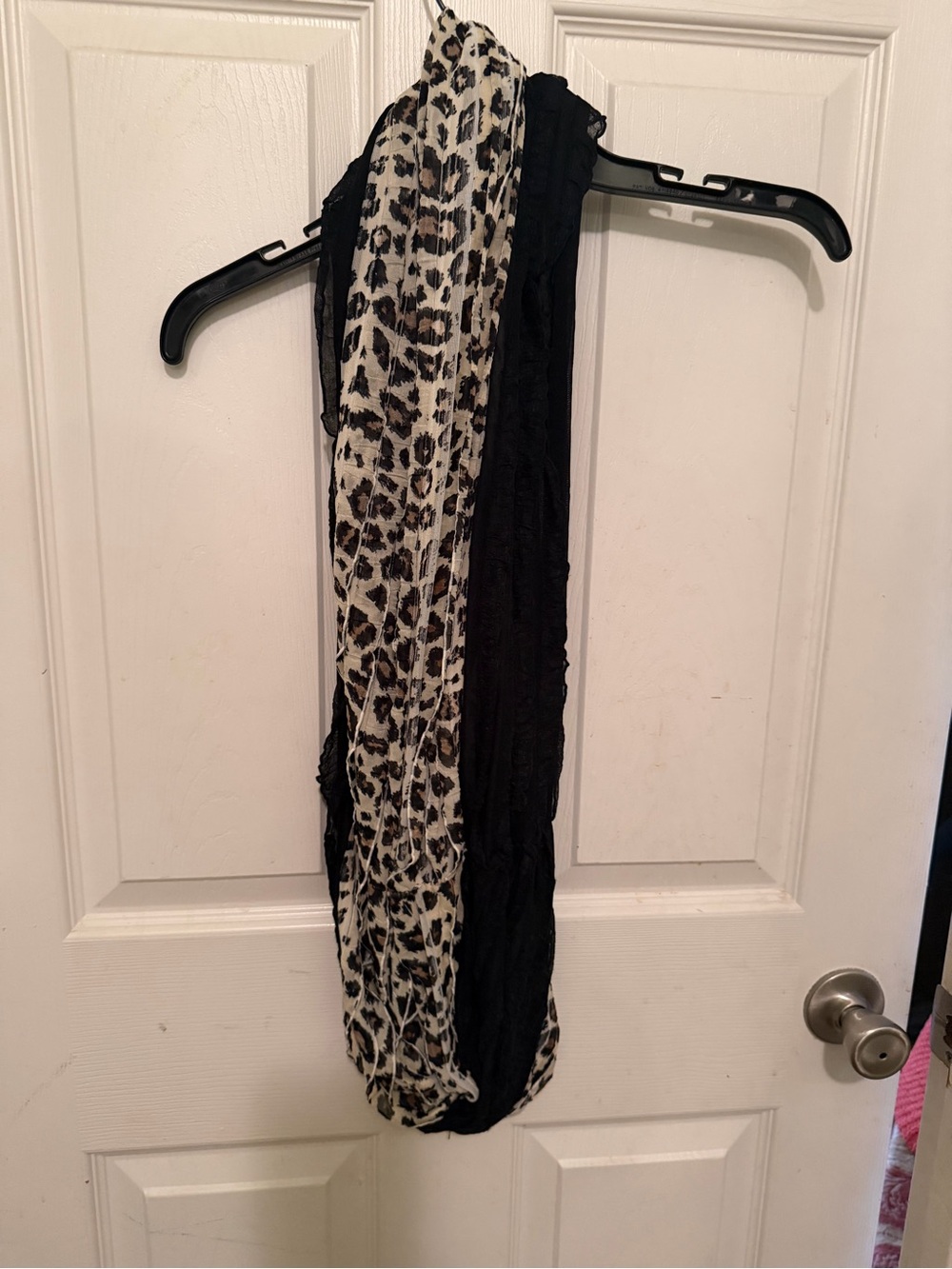 Black and Cream Leopard Print Lightweight Infinity Scarf